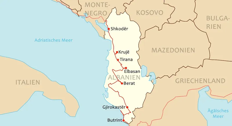 Reiseroute Albanien