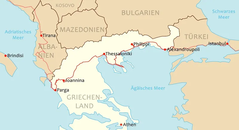 Reiseroute Griechenland