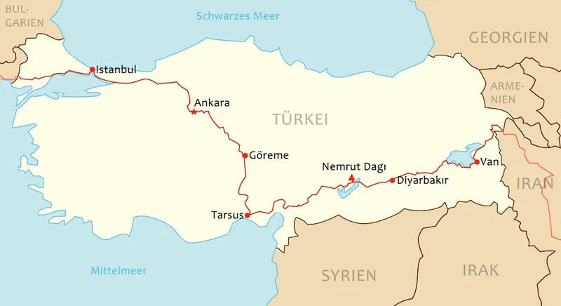 Reiseroute Türkei