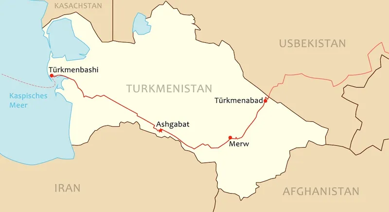 Reiseroute Turkmenistan