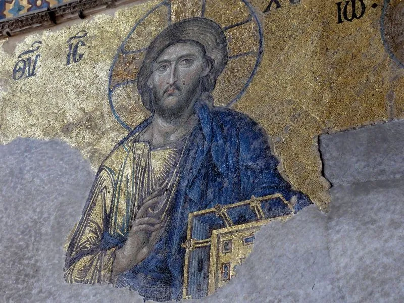 Teilweise freigelegtes Mosaik von Jesus