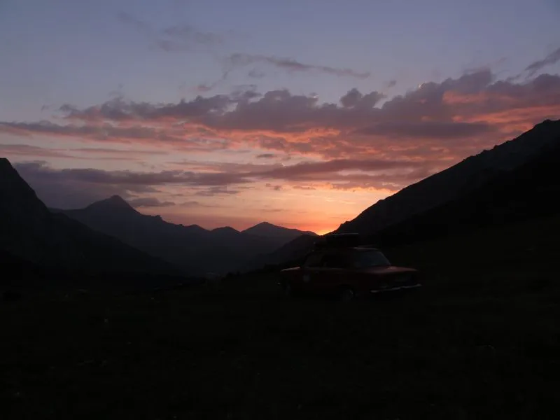 Sonnenuntergang beim Lagerplatz