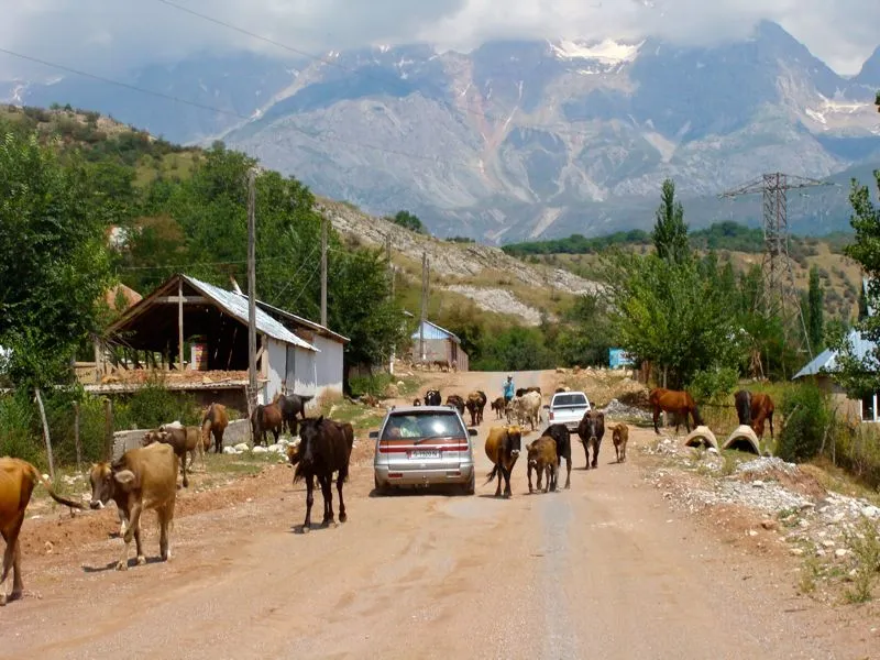 Viel Verkehr auf dem Weg nach Arslanbob